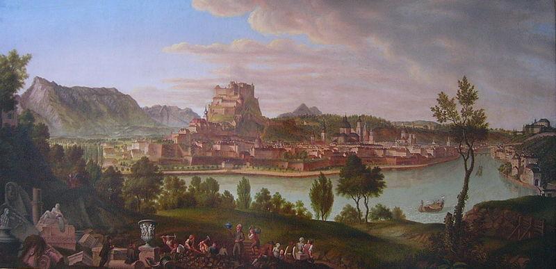 Johann Michael Sattler Ansicht von Salzburg vom Burglstein aus oil painting picture